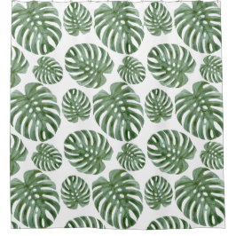 トロピカルモンステラ葉バスルーム シャワーカーテン