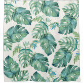 トロピカルモンステラ葉パーム シャワーカーテン (正面)