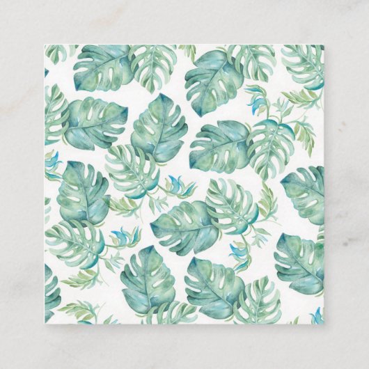トロピカルモンステラ葉パーム スクエア名刺 (裏面)