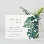 トロピカルモンステラ葉ブライダルシャワー招待状 サンキューカード (スタンド正面)