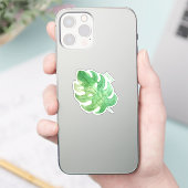 トロピカルモンステラ葉名タグビニールステッカー シール (スマートフォン)