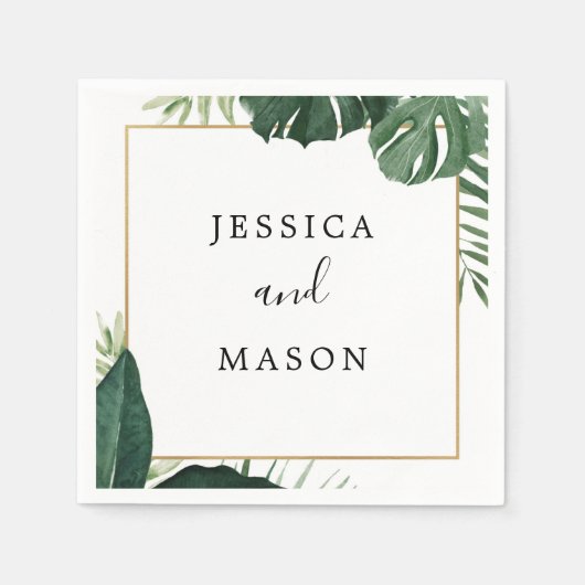 トロピカルモンステ結婚ラのカクテルナプキン スタンダードカクテルナプキン (正面)