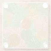 トロピカルモンステ葉ラカラフル、シームレスなパターン ガラスコースター (裏面)