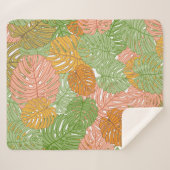 トロピカルモンステ葉ラカラフル、シームレスなパターン シェルパブランケット (正面(横))
