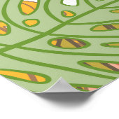 トロピカルモンステ葉ラカラフル、シームレスなパターン ポスター (角)