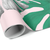 トロピカルモンス葉テラ手描きイラストレーションp ラッピングペーパー (ロールコーナー)