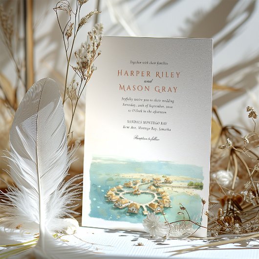 トロピカルモンテゴベイオーバーウォーターバンガロー結婚ズ 招待状