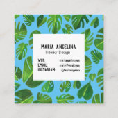 トロピカルモ葉ンステラ水カラーデザイン スクエア名刺 (裏面)