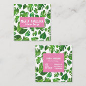 トロピカルモ葉ンステラ水カラーデザイン スクエア名刺 (正面/裏面)