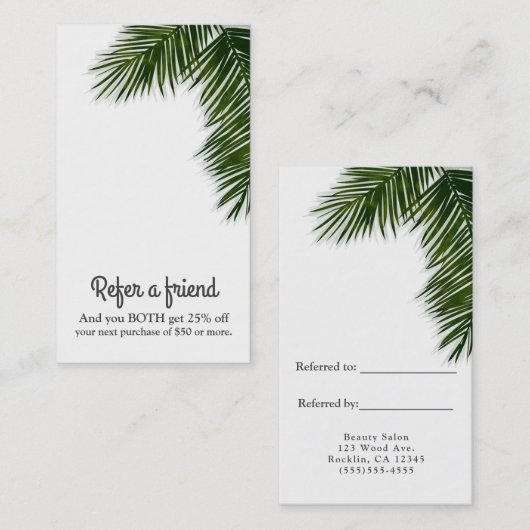 トロピカルヤシの木の葉エレガントが友を参照 紹介カード (正面/裏面)