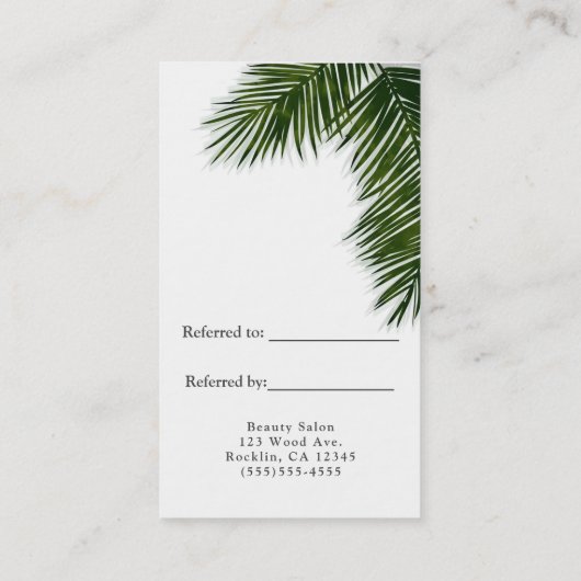 トロピカルヤシの木の葉エレガントが友を参照 紹介カード (裏面)