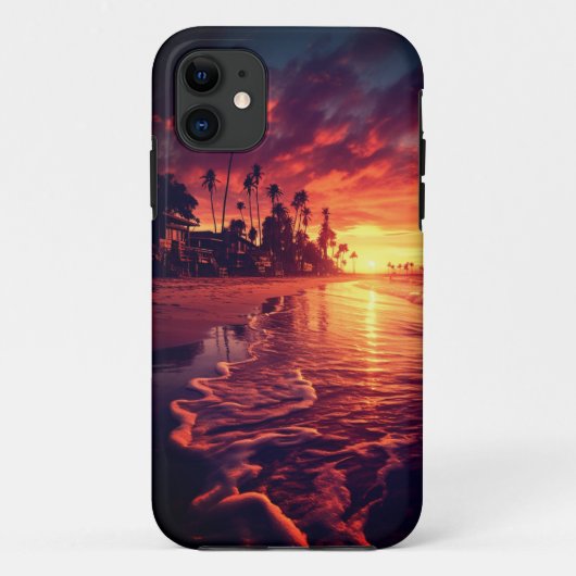 トロピカルヤシの木 ビーチアイランド 日没 Case-Mate iPhoneケース (裏面)