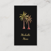 トロピカルヤシエレガントの木ボタニカルブラック 名刺 (正面)