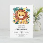 トロピカルライオエレガントン1th誕生日デジタル 招待状 (スタンド正面)