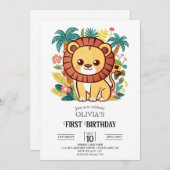 トロピカルライオエレガントン1th誕生日デジタル 招待状 (正面/裏面)