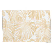 トロピカルライトクリームイエローモンステラジャングル葉 枕カバー (正面左)