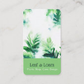 トロピカルライトグリーンウォーター色の緑色植物学 名刺 (正面)