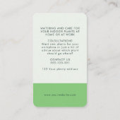 トロピカルライトグリーンウォーター色の緑色植物学 名刺 (裏面)
