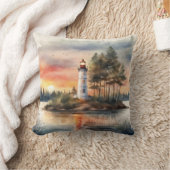 "トロピカルライトハウスアットサンセット – 水の色Digita クッション (ブランケット)