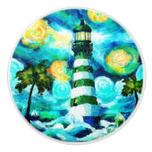 トロピカルライトハウスパームツリーズコースト航海の セラミックノブ (正面)