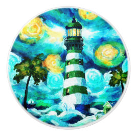 トロピカルライトハウスパームツリーズコースト航海の セラミックノブ