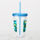 トロピカルライトハウス&パームツリーズグリーンブルーティール(緑がかった色) アクリルタンブラー (右)