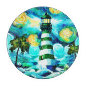 トロピカルライトハウス&パームツリーズ印象派 カッティングボード (正面)