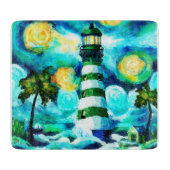 トロピカルライトハウス&パームツリーズ印象派 カッティングボード (正面)