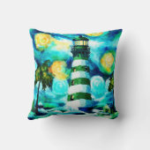 トロピカルライトハウス&パームツリーズ印象派 クッション (裏面)