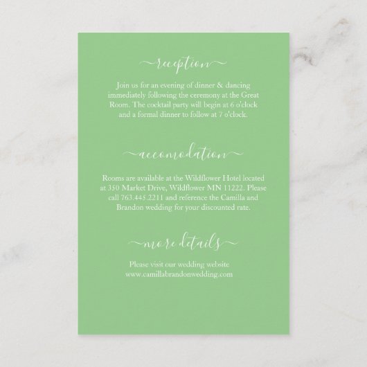 トロピカルライムグリーンパームモノグラ結婚ム エンクロージャーカード (裏面)