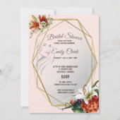 トロピカルライリーブライダルシャワー付き幾何学模様 招待状 (正面)