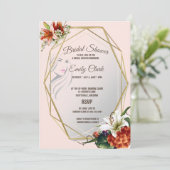 トロピカルライリーブライダルシャワー付き幾何学模様 招待状 (スタンド正面)