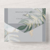 トロピカルラスティック ダスティーブルー フラワル ウェディング オールインワン招待状 (裏面)