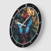 トロピカルラディエンス» – ブルーバタフライ ラージ壁時計 (傾斜)