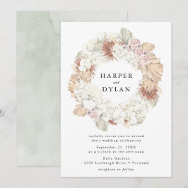 トロピカルラブウォーターカラーフローラ結婚リース 招待状