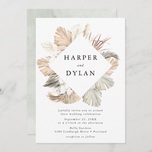 トロピカルラブウォーターカラー結婚フローラ 招待状 (正面/裏面)