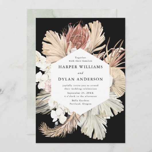 トロピカルラブウォーターカラー結婚フローラ 招待状 (正面/裏面)