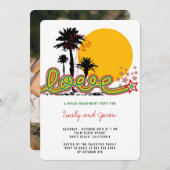 トロピカルラブパームツリーズ婚約パーティ招待状 招待状 (正面/裏面)