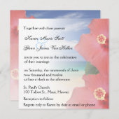 トロピカルラブ ハイビスカス ビーチ ウェディング 招待状 (正面/裏面)