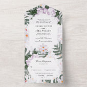 トロピカルラベンダーウォーターカラーハワイアン結婚ズ オールインワン招待状 (内側)