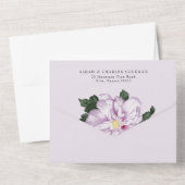 トロピカルラベンダーウォーターカラーハワイアン結婚ズ オールインワン招待状 (裏面)