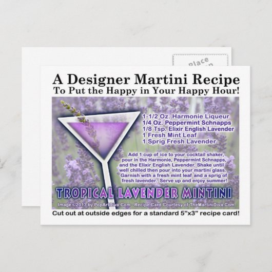 トロピカルラベンダーミントマルティニポストカード ポストカード (正面/裏面)