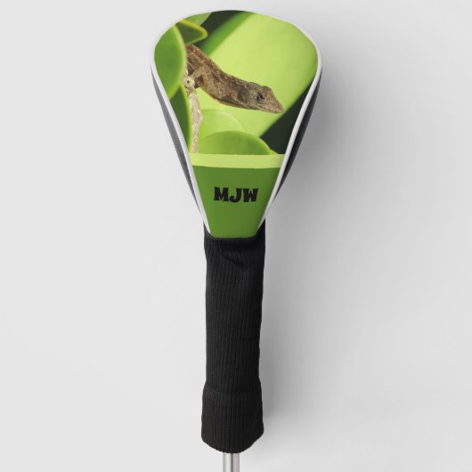 トロピカルリザードモノグラム自然ブラウンゲコ ゴルフヘッドカバー (正面)