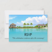 トロピカルリゾートビーチウェディングの出欠確認 招待状 (正面)