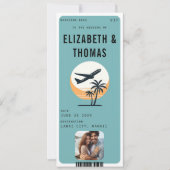 トロピカルリゾートビーチモダン写真ウェディング 招待状 (正面)