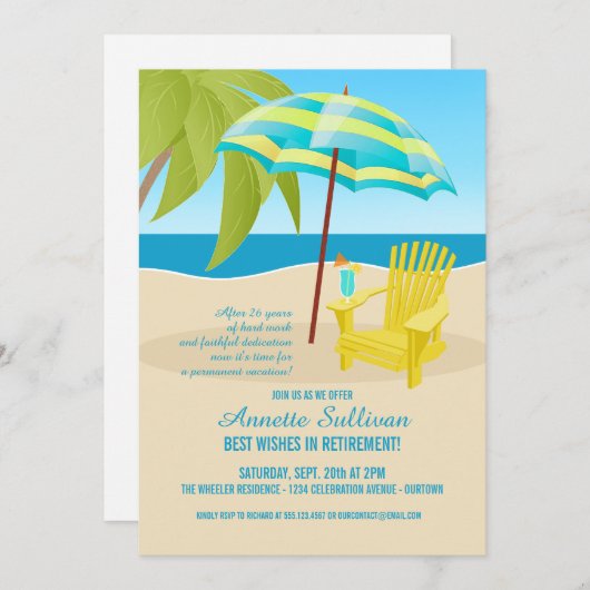 トロピカルリタイアメントパーティの招待状 招待状 (正面/裏面)