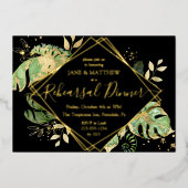 トロピカルリハエレガントーサルディナーブラック&金ゴールドフォイ 箔招待状 (正面)