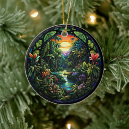トロピカルリバーセラミックデコールのステンドグラスの外観 セラミックオーナメント