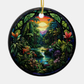 トロピカルリバーセラミックデコールのステンドグラスの外観 セラミックオーナメント (正面)
