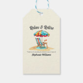 トロピカルリラックスカクテルビーチ椅子とリタイア ギフトタグ (裏面)